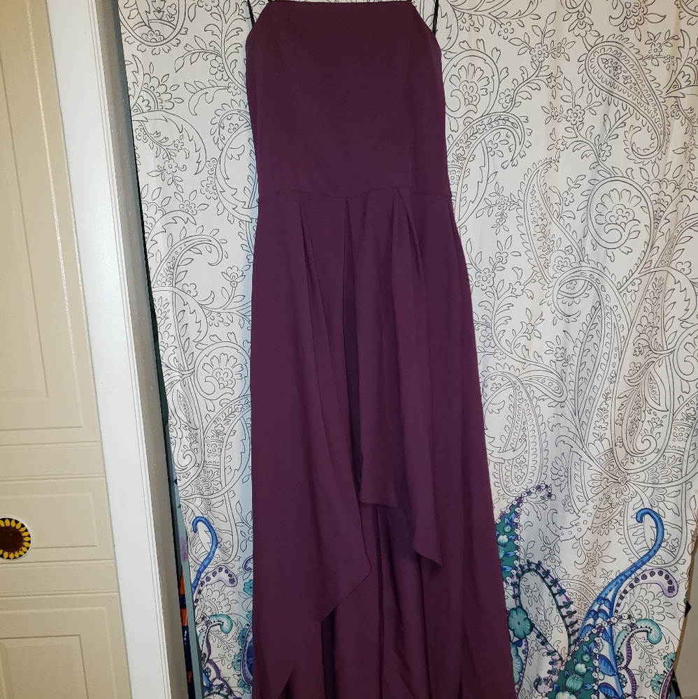 Purple strapless dress